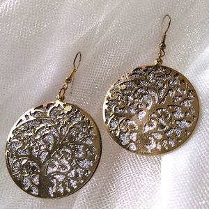 Women's Tree of Life Earring Circle oAK Tree Gold Silver Sparkle Earring